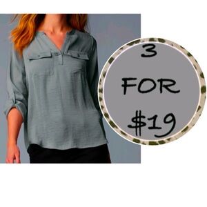 3/$19 Ashley Stewart Henley blouse tunic top